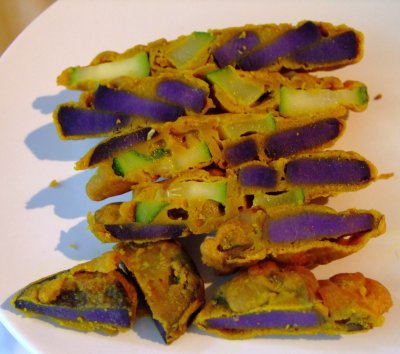 Purple Potato (and Courgette) Pakora
