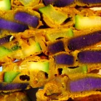 Finished Purple Potato Pakora - Closeup