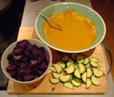 Ingredients for Purple Potato Pakora